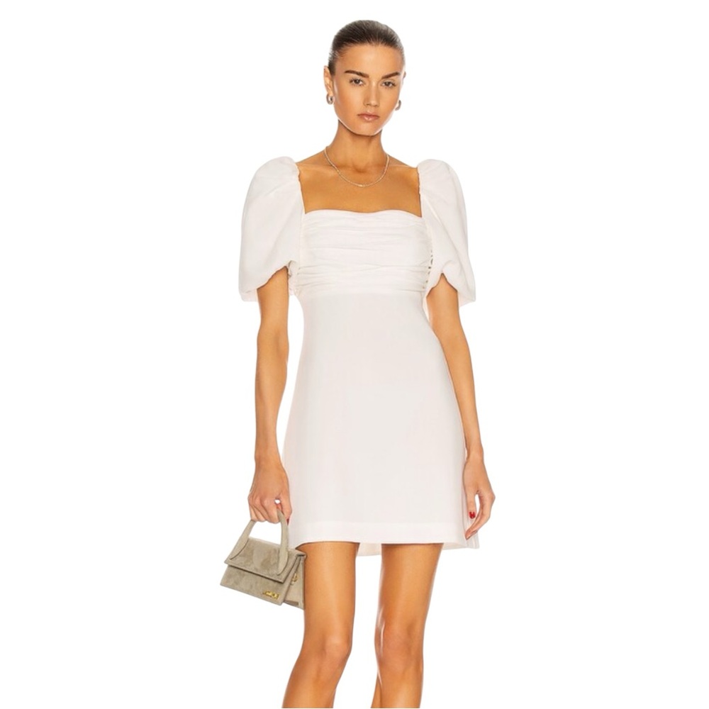 Cinq à Sept Odele‎ Puff Sleeve Mini Body-con Dress, Off White, Size Small